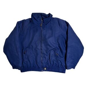 Vintage Carhartt Fleece Lined Bomber Jacket Mens Size 2XL Blue Outdoor Work Wear